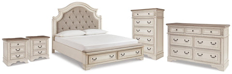 Realyn Storage Bed, Dresser, Chest and 2 Nightstands