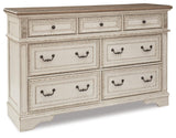Realyn Upholstered Sleigh Bed, Dresser and Nightstand