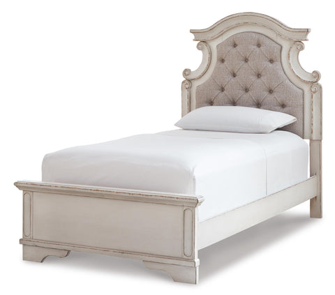 Realyn Panel Bed with Mirrored Dresser, Chest and Nightstand
