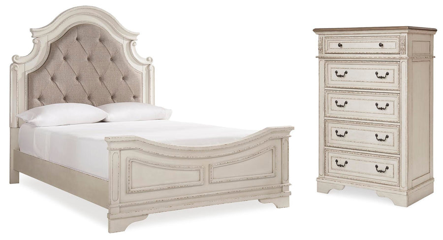 Realyn Upholstered Panel Bed and Chest
