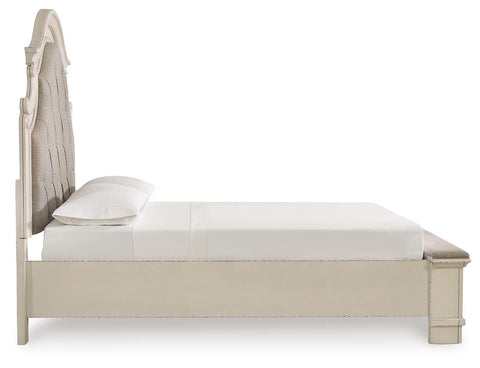 Realyn Upholstered Storage Bed, Dresser, Chest and Nightstand