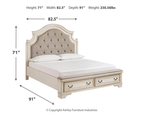 Realyn Sleigh Bed with Mirrored Dresser and 2 Nightstands