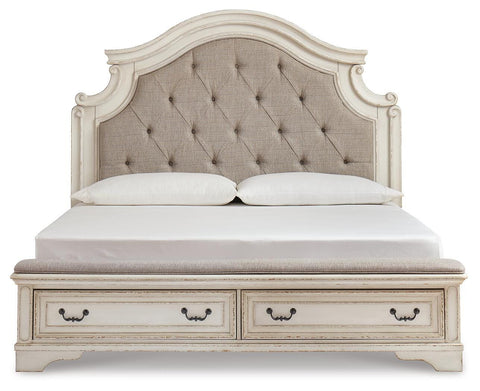 Realyn Storage Bed, Dresser, Mirror and Nightstand
