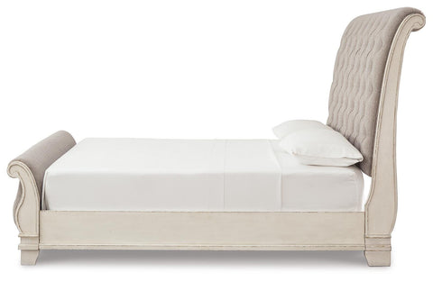 Realyn Sleigh Bed, Dresser Mirror and Nightstand