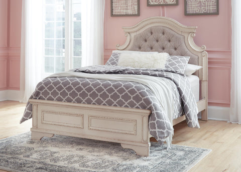 Realyn Panel Bed, Dresser, Mirror and Nightstand