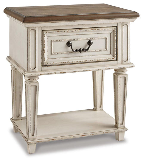 Realyn Storage Bed, Dresser, Mirror and Nightstand