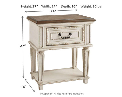 Realyn Storage Bed, Dresser, Mirror and Nightstand