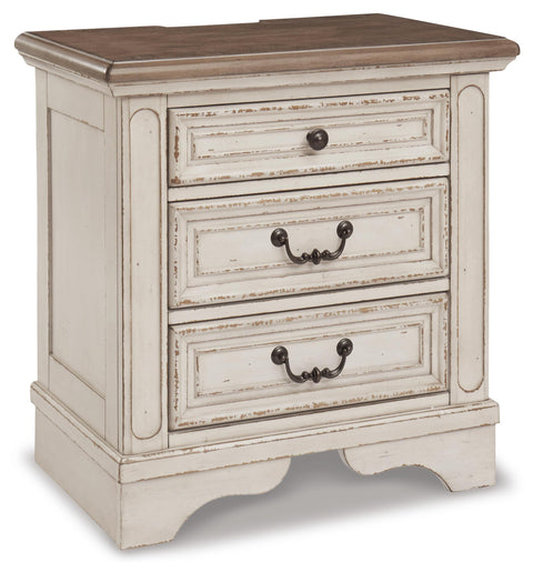Realyn Upholstered Panel Bed with Mirrored Dresser and Nightstand