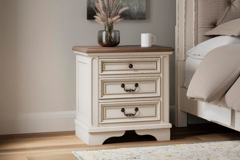 Realyn Upholstered Panel Bed, Dresser, Mirror and Nightstand