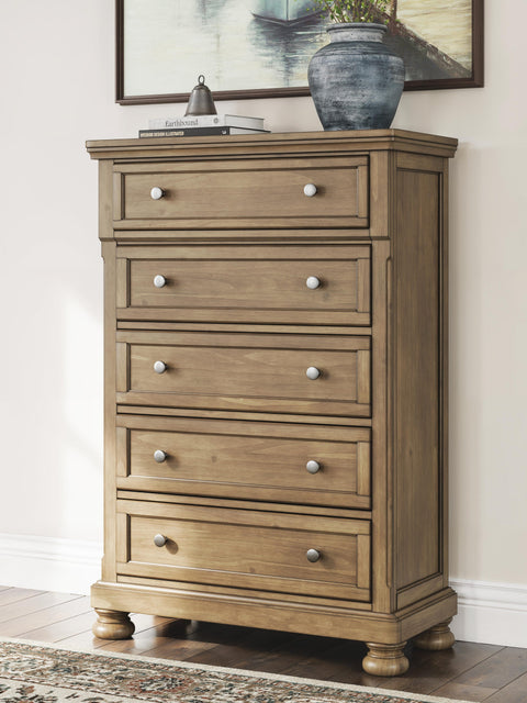 Feddinger Panel Bed with Mirrored Dresser and Chest
