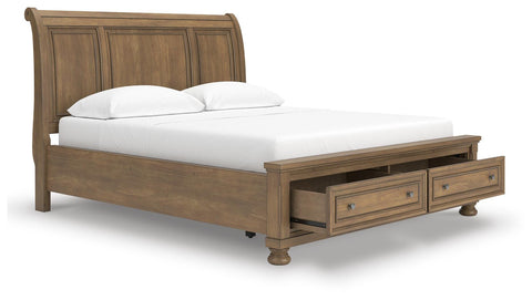 Feddinger Storage Sleigh Bed with Mirrored Dresser, Chest and Nightstand