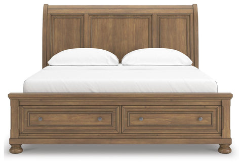Feddinger Storage Sleigh Bed with Mirrored Dresser, Chest and Nightstand