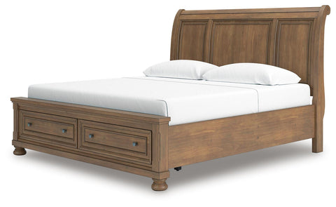 Feddinger Storage Sleigh Bed with Mirrored Dresser, Chest and Nightstand