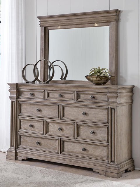 Blairhurst Panel Bed with Mirrored Dresser