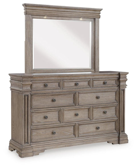 Blairhurst Panel Bed with Mirrored Dresser