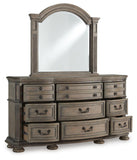Ardenfield Upholstered Sleigh Bed, Dresser and Mirror