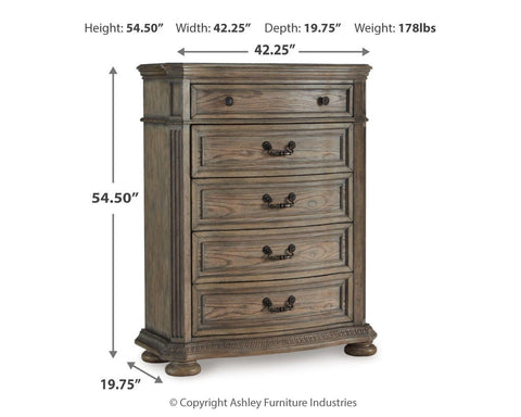 Ardenfield Upholstered Sleigh Bed, Dresser, Mirror, Chest and 2 Nightstands