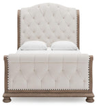 Ardenfield Upholstered Sleigh Bed, Dresser and Mirror