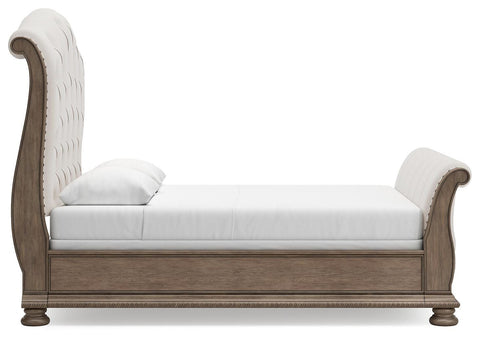 Ardenfield Upholstered Sleigh Bed, Dresser, Mirror, Chest and 2 Nightstands