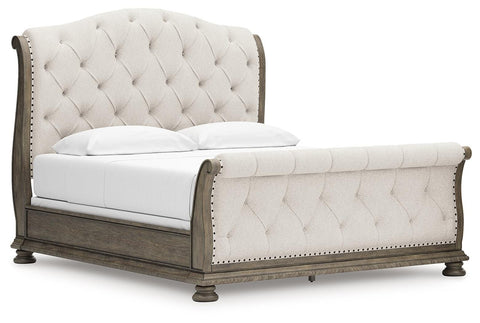 Ardenfield Upholstered Sleigh Bed, Dresser, Mirror, Chest and 2 Nightstands