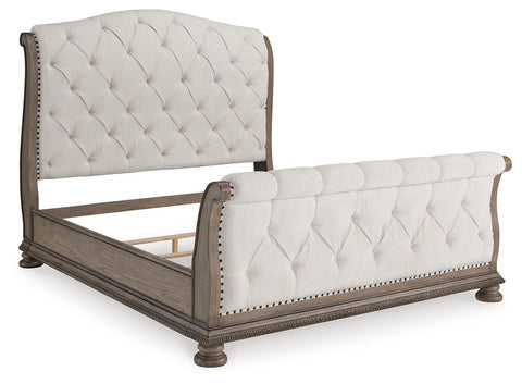 Ardenfield Upholstered Sleigh Bed, Dresser, Mirror, Chest and 2 Nightstands