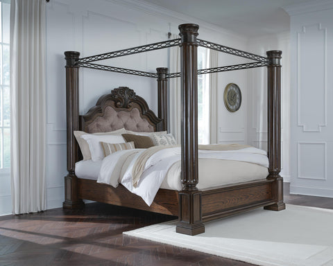 Maylee Canopy Bed, Dresser, Mirror, Chest and 2 Nightstands