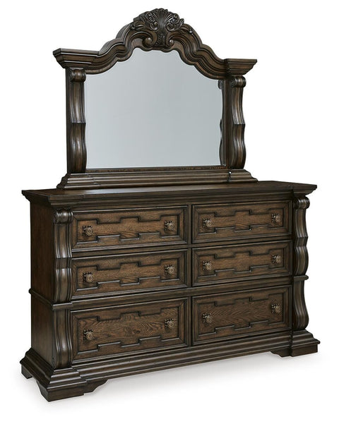 Maylee Canopy Bed, Dresser, Mirror and Chest