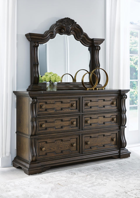 Maylee Canopy Bed, Dresser, Mirror, Chest and Nightstand