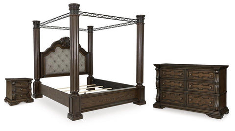 Maylee Canopy Bed, Dresser and Nightstand