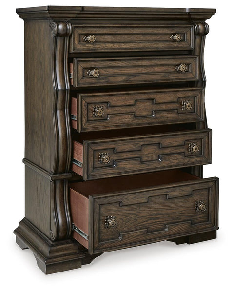 Maylee Upholstered Bed, Dresser, Chest and Nightstand