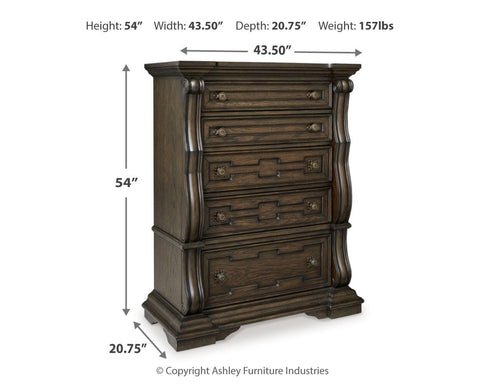 Maylee Upholstered Panel Bed, Chest and 2 Nightstands