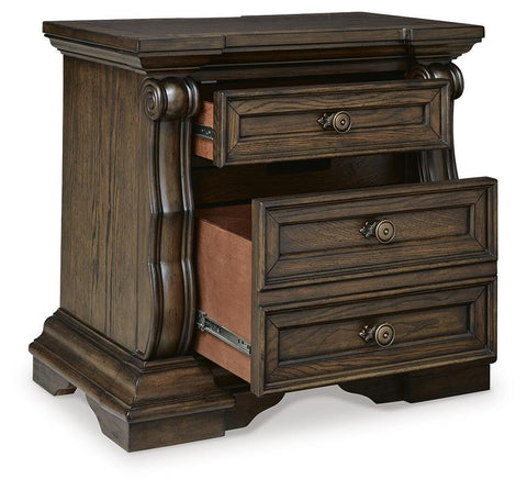 Maylee Upholstered Panel Bed, Dresser, Mirror and Nightstand