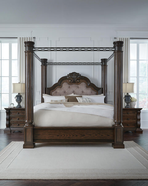 Maylee Canopy Bed, Dresser, Mirror, Chest and 2 Nightstands