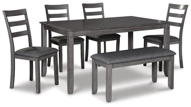 Keaton Dining Table and Chairs with Bench (Set of 6)
