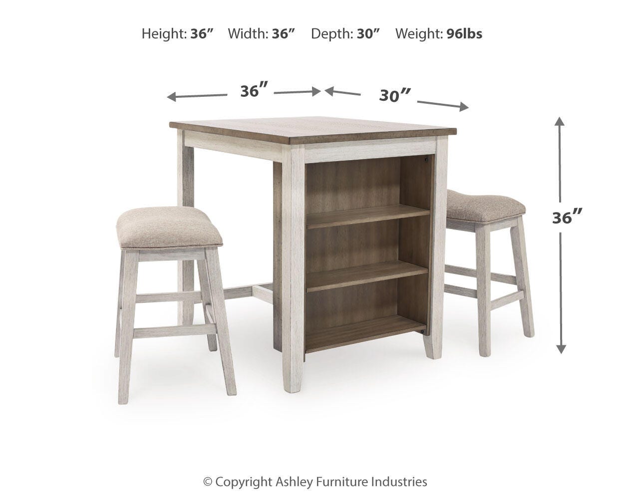 Skempton Counter Height Dining Table and Bar Stools (Set of 3)