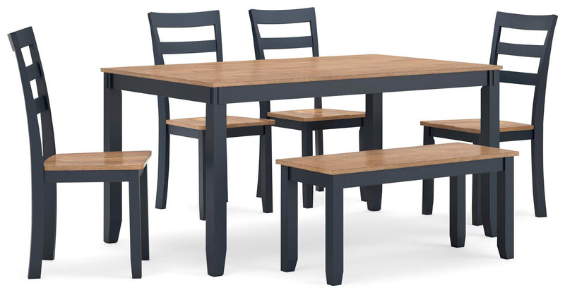 Millbrook Dining Table with 4 Chairs and Bench (Set of 6)
