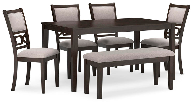 Sterling Dining Table and 4 Chairs and Bench (Set of 6)
