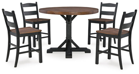 Valebeck Counter Height Dining Table and 4 Barstools with Storage