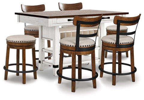 Valebeck Counter Height Dining Table and 6 Barstools