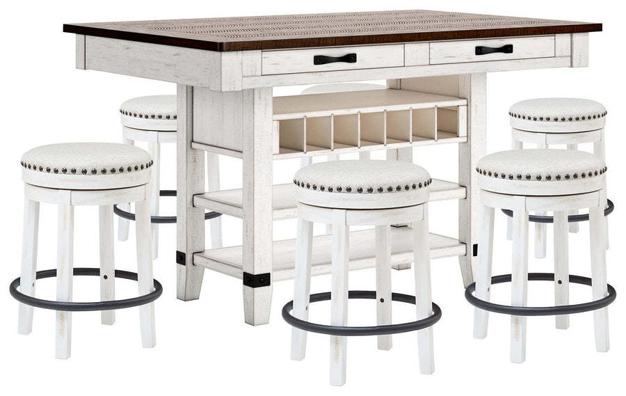 Valebeck Counter Height Dining Table and 6 Barstools