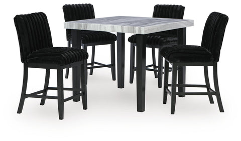Mervannie Counter Height Dining Table and 4 Barstools