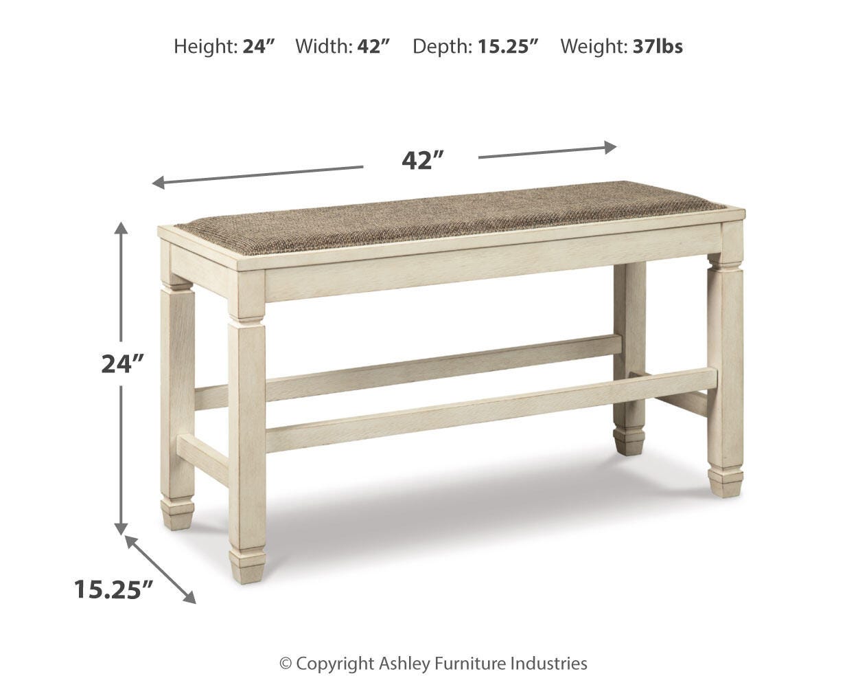 Vanderley Counter Height Dining Table, 4 Stools, Bench and 2 Display Cabinets