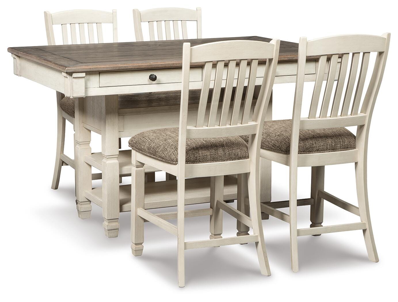 Vanderley Counter Height Dining Table and 4 Barstools with Display Cabinet
