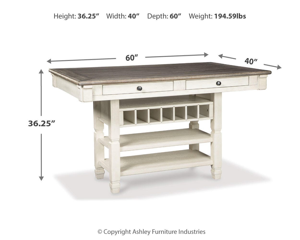 Vanderley Counter Height Dining Table and 4 Barstools and Bench