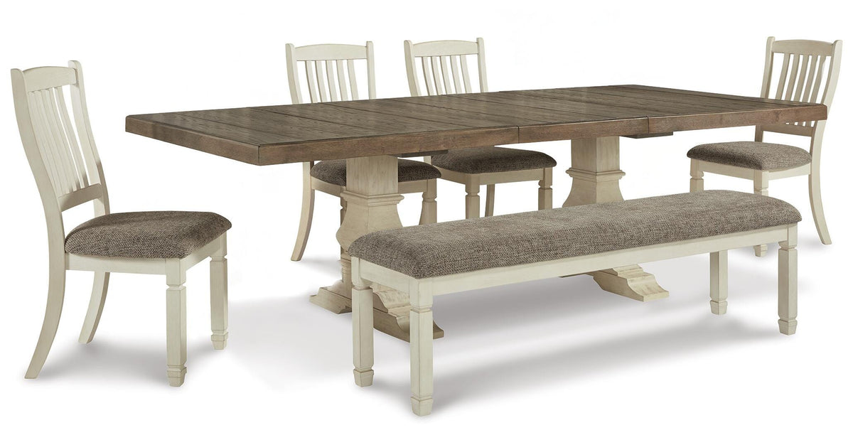Bolanburg Extendable Dining Table and 4 Chairs and Bench