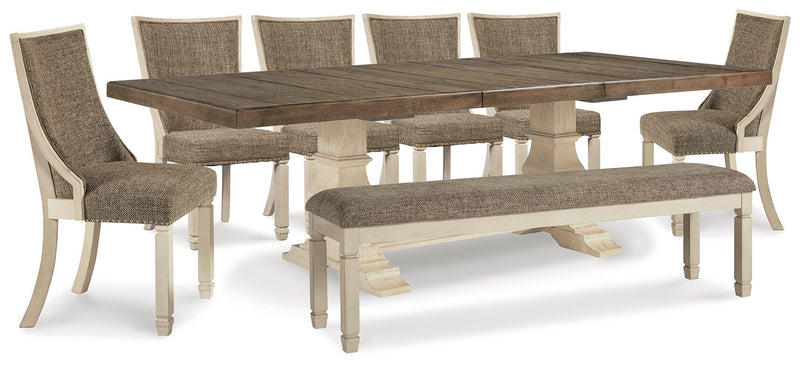 Vanderley Dining Table, 6 Chairs and Bench