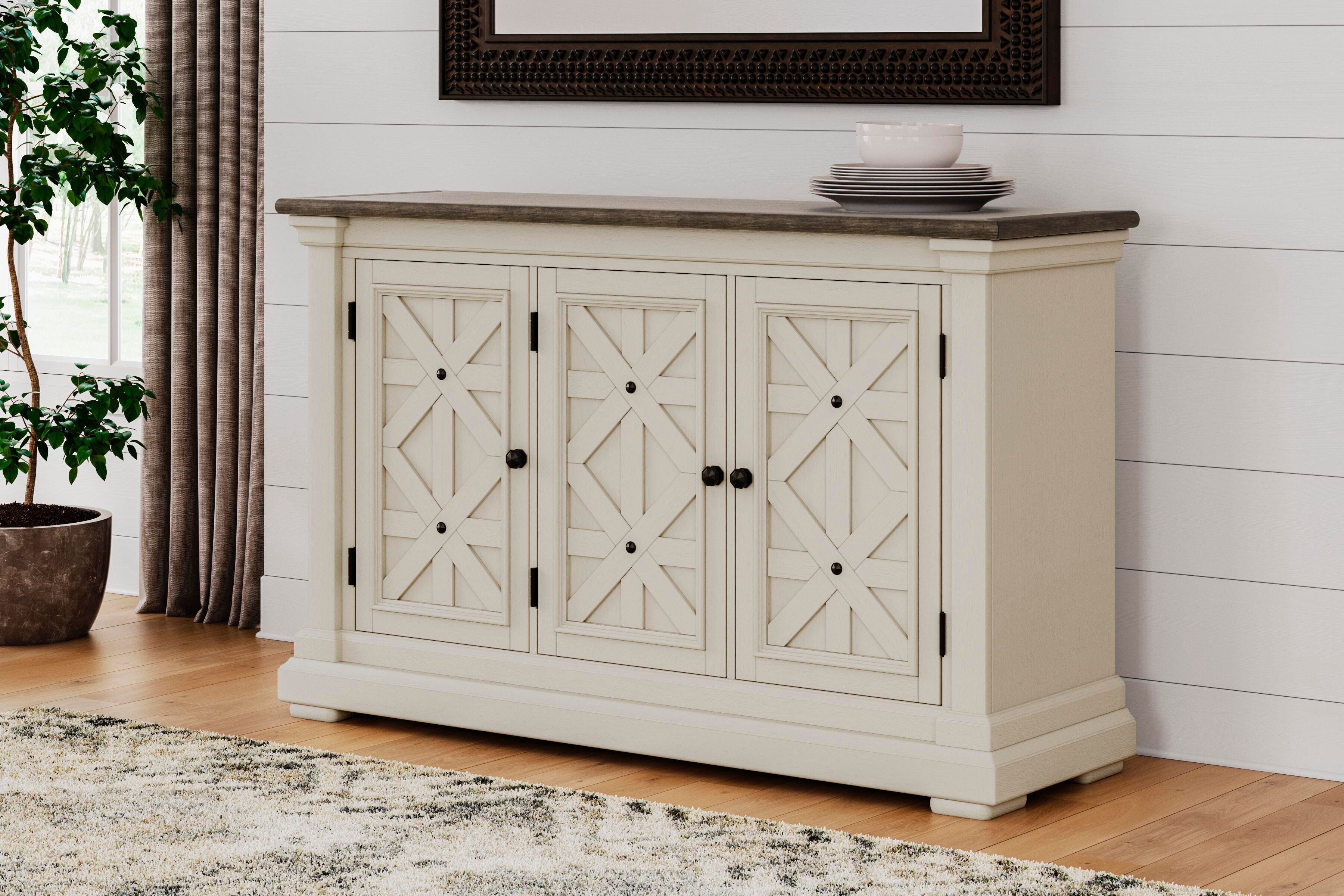 Vanderley Counter Height Table with 6 Barstools, Server and Display Cabinet