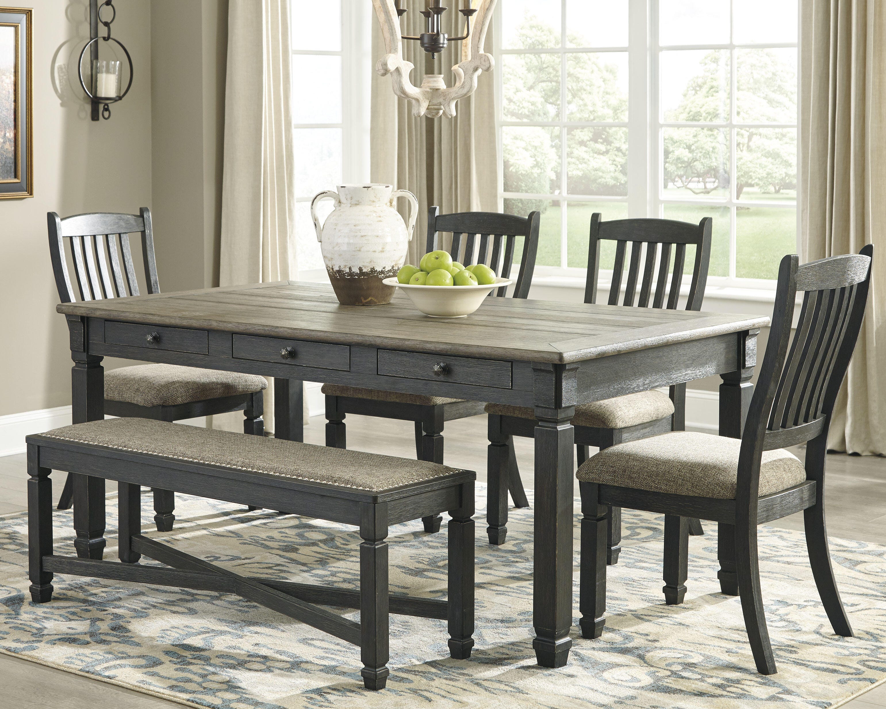 Pinehurst Dining Table, 4 Chairs and Bench