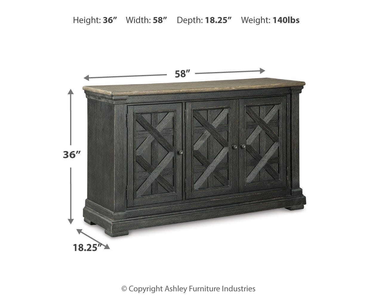 Tyler Creek Counter Height Table with 4 Barstools, Server and Display Cabinet