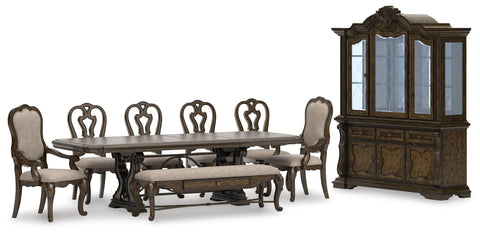 Maylee Extendable Dining Table and 6 Chairs and Bench with Storage